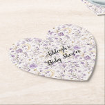 Posavasos De Papel Purple White Moons & Stars Floral Baby Shower<br><div class="desc">Purple White Moons & Stars Floral Baby Shower</div>