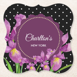 Posavasos De Papel Púrpura Iris Black White Polka Dots