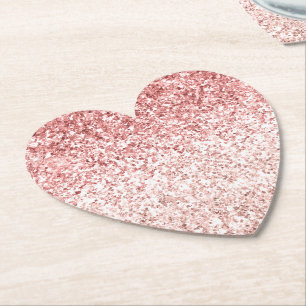 Posavasos De Papel Purpurina de Glitzy Glam con manchas rosas