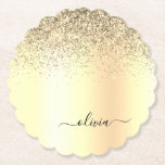 Posavasos De Papel Purpurina de oro Girly Lujo Monograma Moderno Nomb<br><div class="desc">El Purpurina De La Espuma Metálica De Relieve metalizado De Faux De Oro Cepó Las Astras De Papel De Monograma Metalizado. Esto hace que la graduación perfecta, el cumpleaños, el boda, la ducha de novia, el aniversario, la ducha de bebé o la fiesta de soltera sea un regalo para alguien...</div>