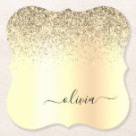 Posavasos De Papel Purpurina de oro Girly Lujo Monograma Moderno Nomb<br><div class="desc">El Purpurina De La Espuma Metálica De Relieve metalizado De Faux De Oro Cepó Las Astras De Papel De Monograma Metalizado. Esto hace que la graduación perfecta, el cumpleaños, el boda, la ducha de novia, el aniversario, la ducha de bebé o la fiesta de soltera sea un regalo para alguien...</div>