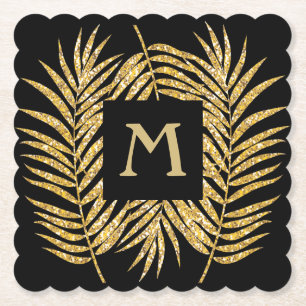 Posavasos De Papel Purpurina de oro Palm Fronds