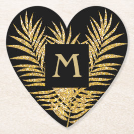 Posavasos De Papel Purpurina de oro Palm Fronds