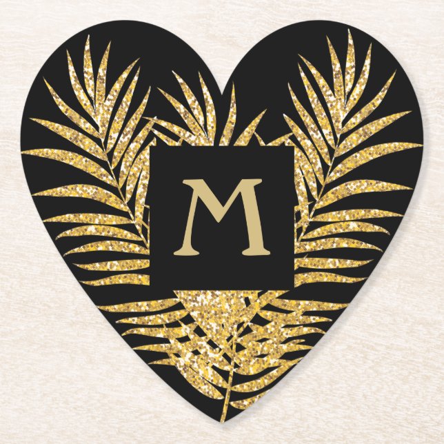 Posavasos De Papel Purpurina de oro Palm Fronds (Anverso)