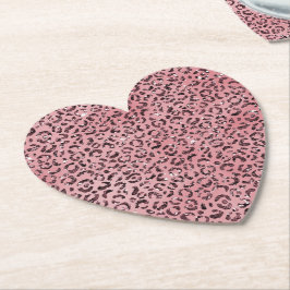 Posavasos De Papel Purpurina de parkle de impresión de leopardo rosa
