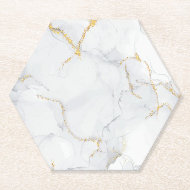 Posavasos De Papel Purpurina de textura de piedra de pastel de mármol (Anverso)