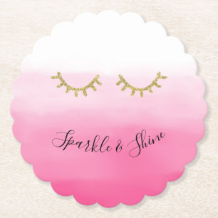 Posavasos De Papel Purpurina Girly Pink Gold Eyelashes