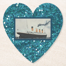 Posavasos De Papel Purpurina Girona Titanic Deep Blue Sparkle Corazón