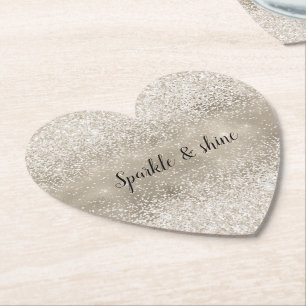 Posavasos De Papel Purpurina Glitzy Blanco de Oro Champagne