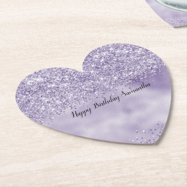 Posavasos De Papel Purpurina Purple Glitzy (En perspectiva)