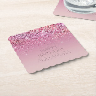 Posavasos De Papel Purpurina Rosa dorado rosado dorado