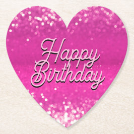 Posavasos De Papel Purpurina Rosado Caliente Personalizado de Bokeh T