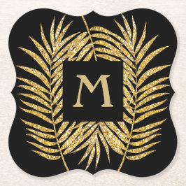 Posavasos De Papel Purpurina Tropical Oro Palm Tree Fronds Decoración