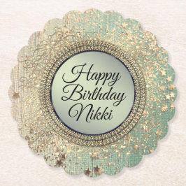 Posavasos De Papel Purpurinoso de confianza en el cumpleaños verde pe