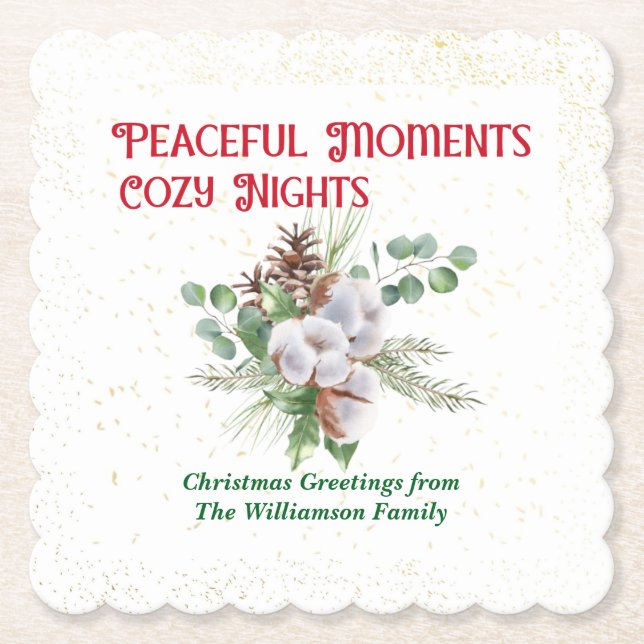 Posavasos De Papel Pussy Willow Catkin Bouquet Christmas (Anverso)