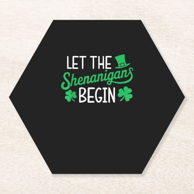 Posavasos De Papel Que Los Shenanigans Empiecen Graciosos Shamrock En (Anverso)