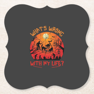 Posavasos De Papel Qué pasa vida Halloween Gatos negros Zombies Tumba