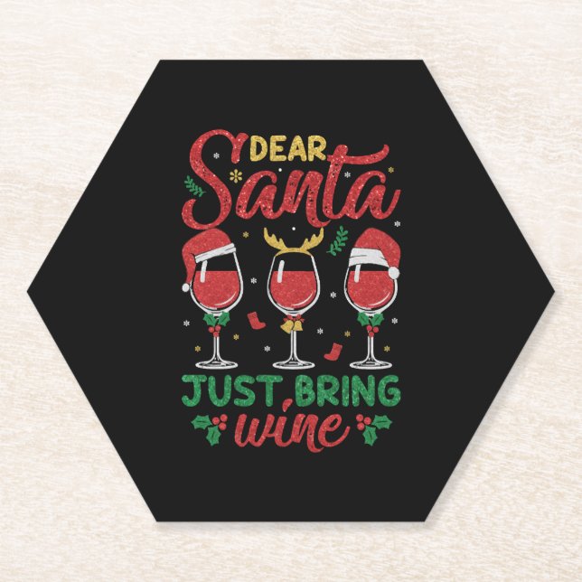 Posavasos De Papel Querido Papá Noel, trae vino (Anverso)