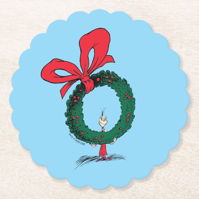 Posavasos De Papel Quién se asoma a través de la corona de Navidad (Anverso)