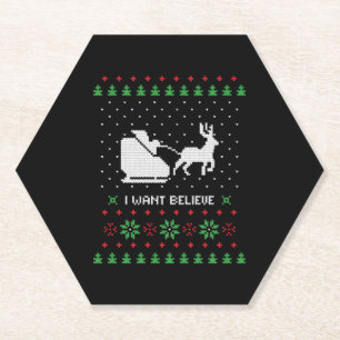 Posavasos De Papel quiero creer que suéter de Navidad feo