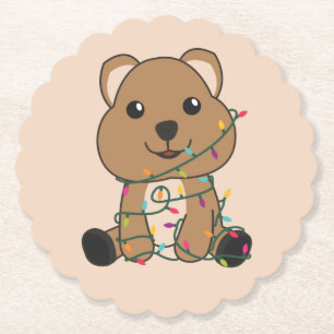 Posavasos De Papel Quokka Christmas Snow Winter Animals Quokkas Paper