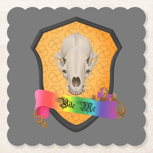 Posavasos De Papel Rainbow Bite Me Badger Skull (Anverso)