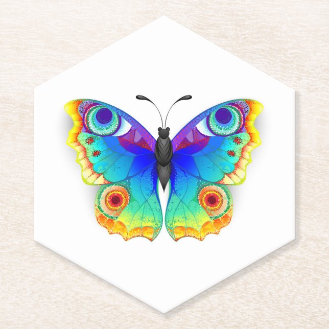 Posavasos De Papel Rainbow Butterfly Peacock Eye (Anverso)