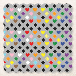 Posavasos De Papel Rainbow Hearts