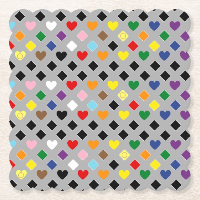 Posavasos De Papel Rainbow Hearts (Anverso)