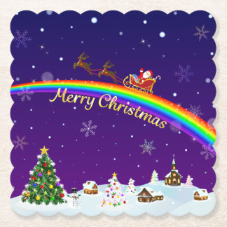 Posavasos De Papel Rainbow Santa Claus