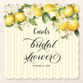 Posavasos De Papel Rama de limón Ducha de Novias Mediterránea