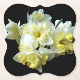 Posavasos De Papel Ramo blanco amarillo de narcisos en negro chic