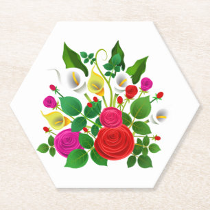Posavasos De Papel Ramo de Flores Acuarela-47149