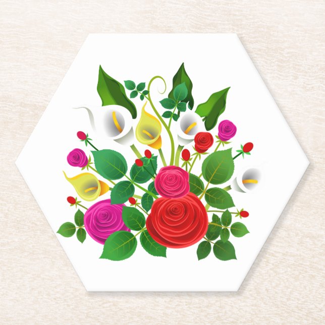 Posavasos De Papel Ramo de Flores Acuarela-47149 (Anverso)