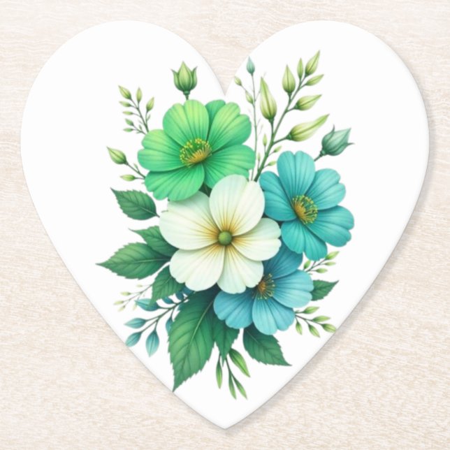 Posavasos De Papel Ramo De Flores Blancas Y Azules-57453 (Anverso)