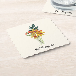Posavasos De Papel Ramo de flores de papel rizado elegante con borde