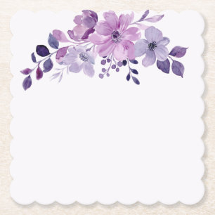 Posavasos De Papel Ramo de flores púrpura acuarela