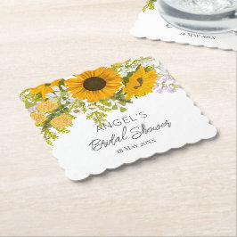Posavasos De Papel Ramo de Girasoles Modernos Amarillos para Despedid