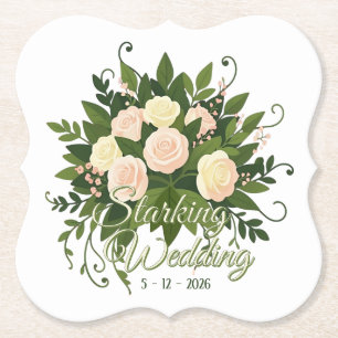 Posavasos De Papel Ramo de Novia Flores Vibrantes 5 - Fan Diversión