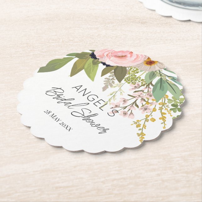 Posavasos De Papel Ramo Floral de Jardín de Primavera para Despedida  (En perspectiva)