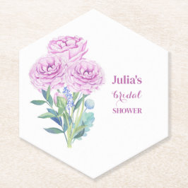 Posavasos De Papel Ranunculus y Anemones Bridal Shower Personalizada