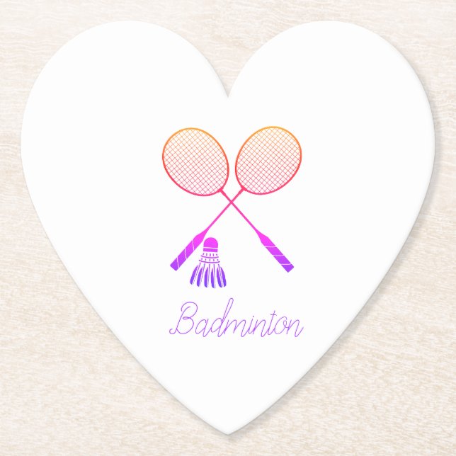 Posavasos De Papel Raquetas de Badminton Shuttlecock Birdie Ombre Hea (Anverso)