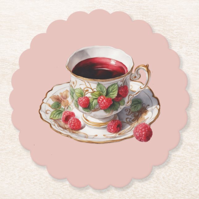Posavasos De Papel Raspberry Teacup Coaster (Anverso)
