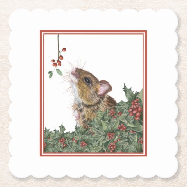 Posavasos De Papel Ratón festivo y montaña rusa (Anverso)