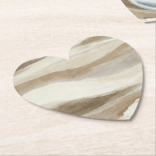 Posavasos De Papel Rayas abstractas onduladas crema marrón
