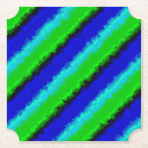 Posavasos De Papel Rayas Azules Verdes de Vidrio Roto