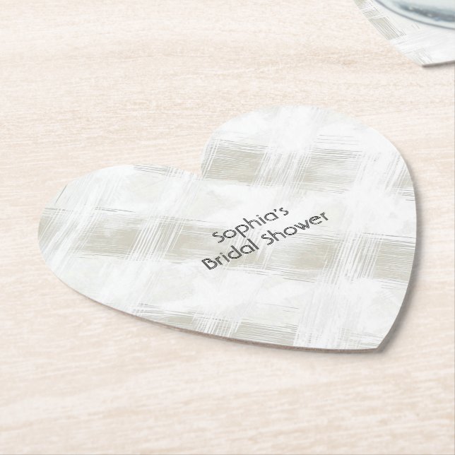 Posavasos De Papel Rayas Blancas Crema Chic (En perspectiva)