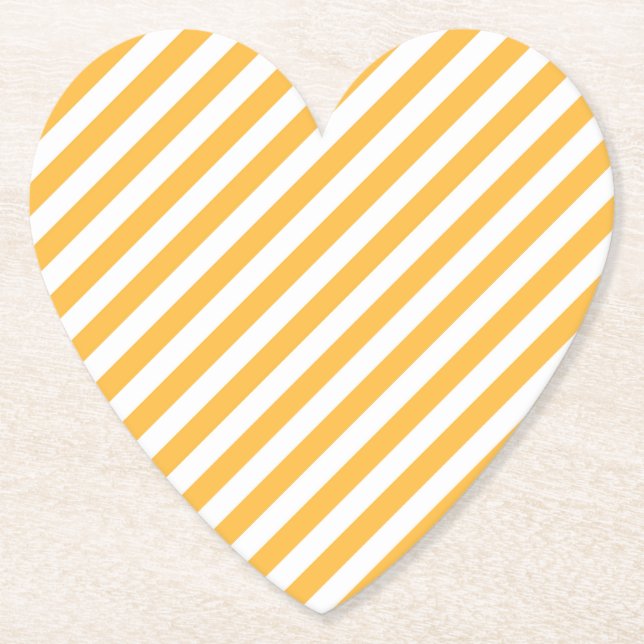 Posavasos De Papel Rayas blancas de flecha amarilla y blanca cálidas (Anverso)