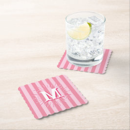 Posavasos De Papel Rayas de Cabaña en Rosa Personalizadas