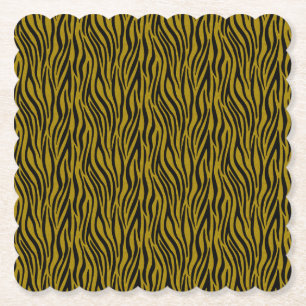 Posavasos De Papel Rayas de cebra en safari negro y marrón